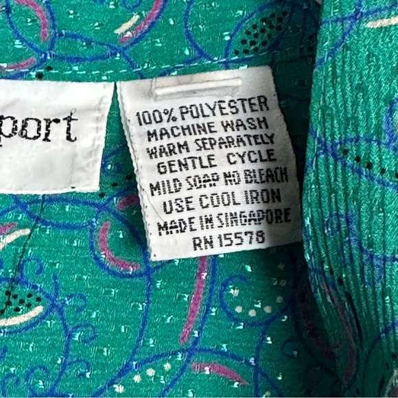 VTG Schrader Sport Polyester Sheath Teal Long Sleeve Silky Dress 10 - Picture 5 of 10